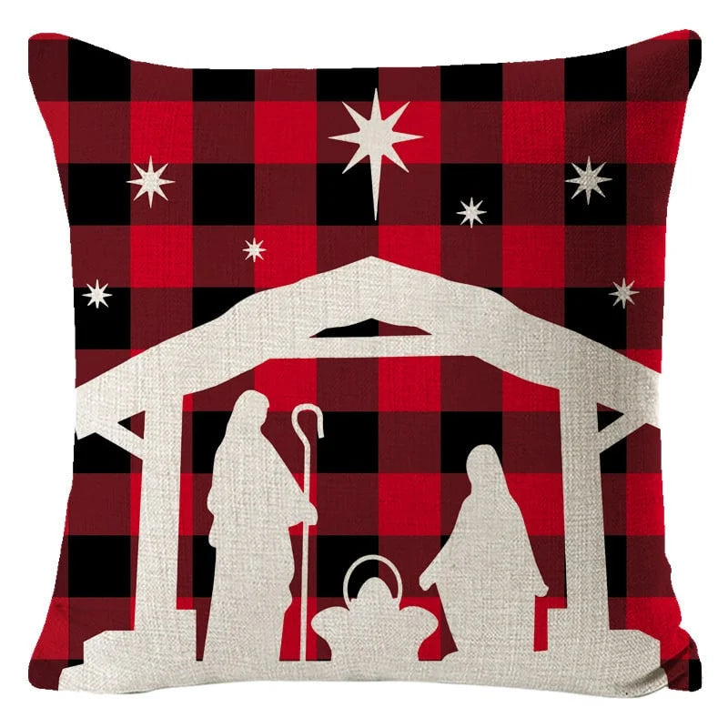 Cushion Cover Linen-Look & Festive Print 45x45 cm
