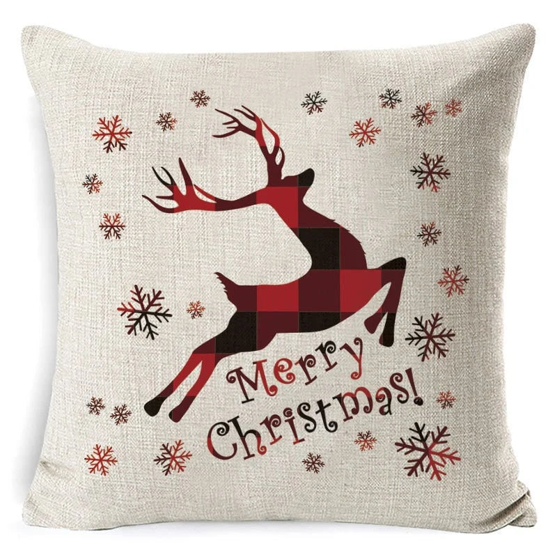 Cushion Cover Linen-Look & Festive Print 45x45 cm
