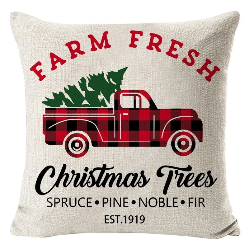 Cushion Cover Linen-Look & Festive Print 45x45 cm
