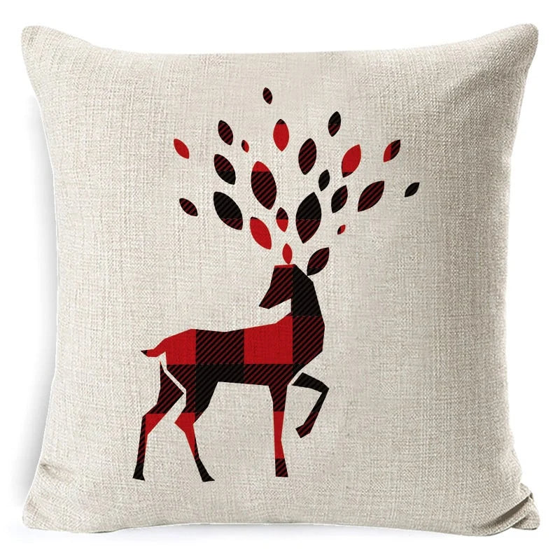 Cushion Cover Linen-Look & Festive Print 45x45 cm