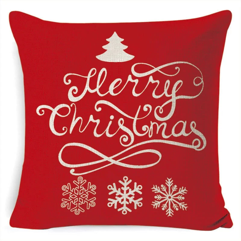Cushion Cover Linen-Look & Festive Print 45x45 cm