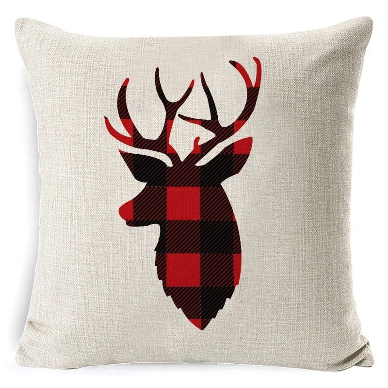 Cushion Cover Linen-Look & Festive Print 45x45 cm