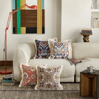 Cushion Cover Mandala Jacquard Linen Flange 45x45 cm