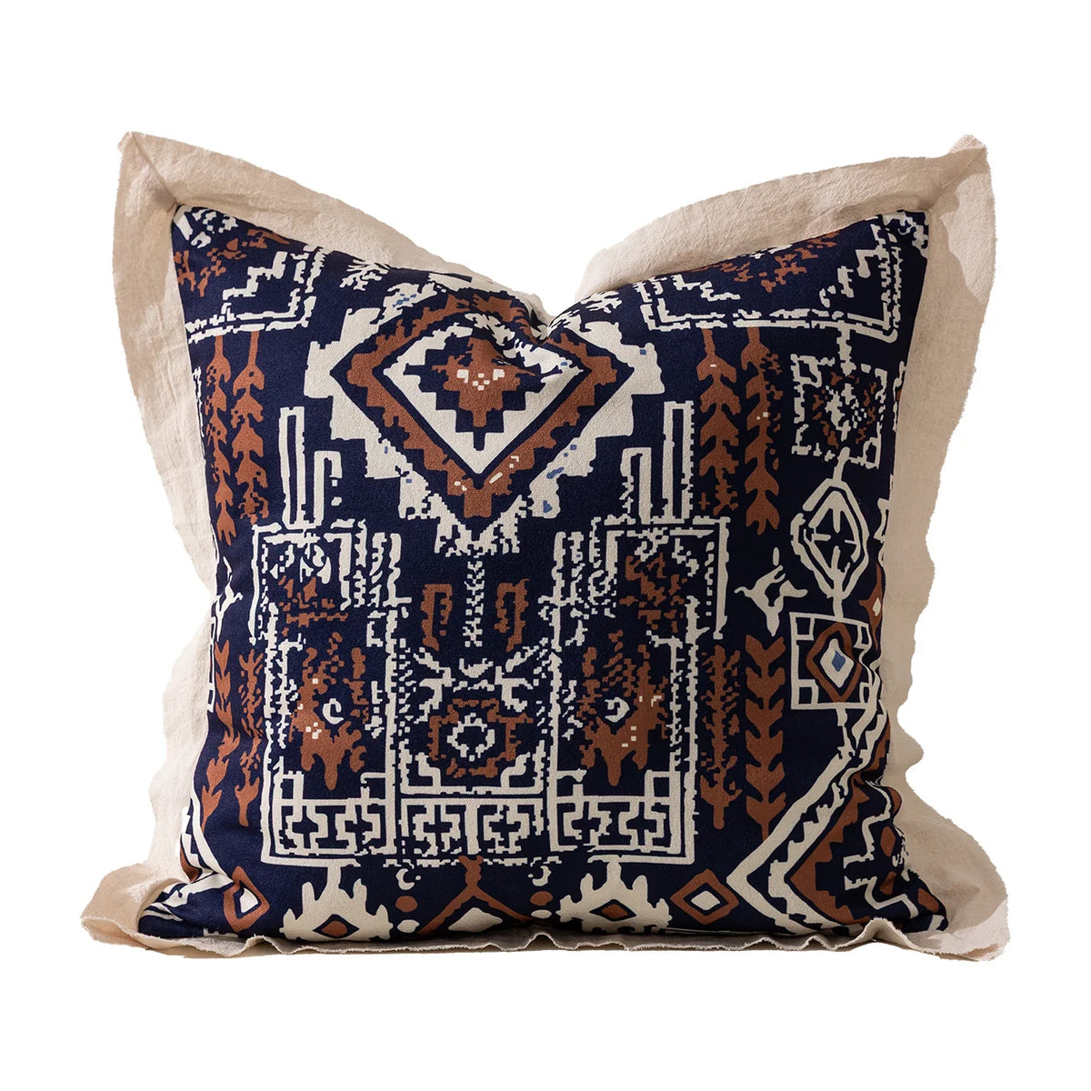 Cushion Cover Mandala Jacquard Linen Flange 45x45 cm