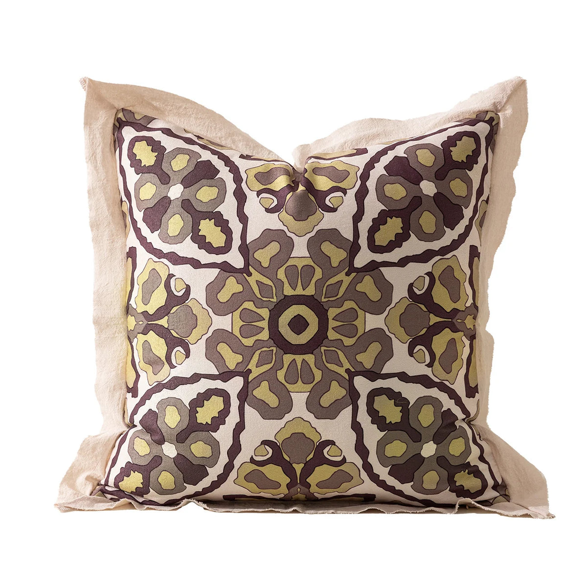 Cushion Cover Mandala Jacquard Linen Flange 45x45 cm