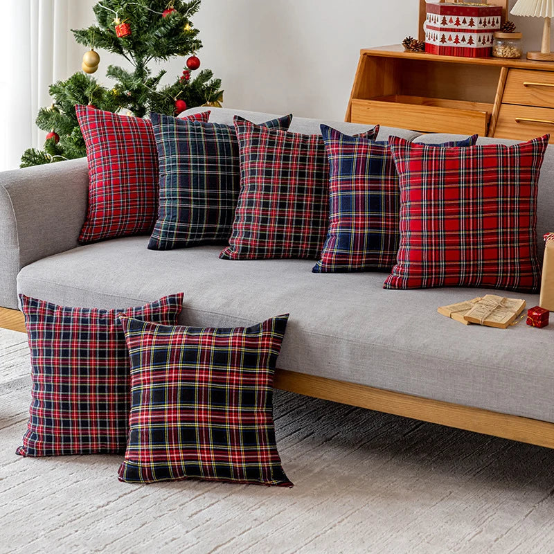 Cushion Cover Plaid Brushed Flannel Removable Insert
