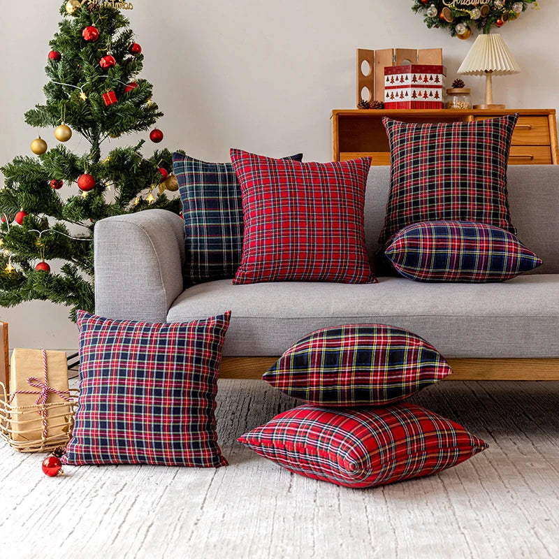 Cushion Cover Plaid Brushed Flannel Removable Insert