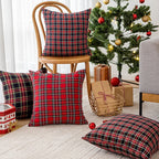 Cushion Cover Plaid Brushed Flannel Removable Insert