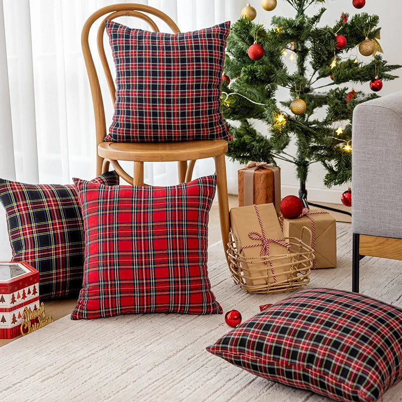 Cushion Cover Plaid Brushed Flannel Removable Insert