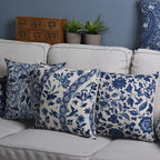 Cushion Cover Porcelain-Style Blue & White Linen-Look