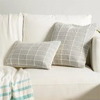 Cushion Cover Raised Checkered Cotton-Linen Blend Hidden Zipper