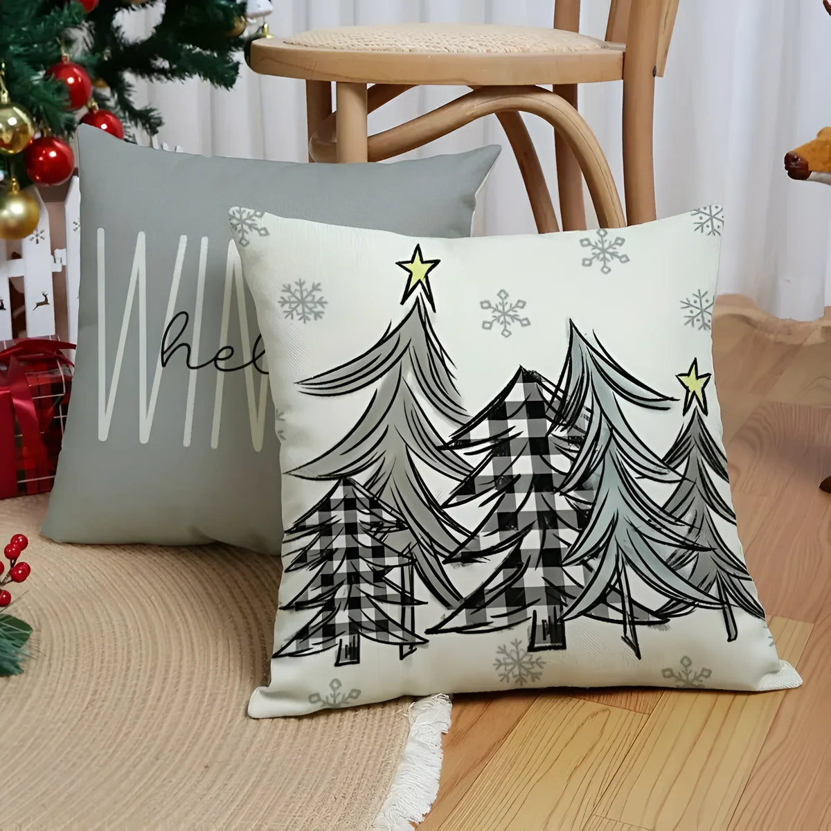 Cushion Cover Set Of 4 Woven Microfiber Hidden Zipper