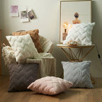 Cushion Cover Soft Plush Zigzag Tufting & Concealed Zipper
