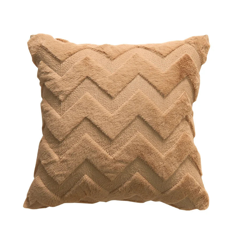 Cushion Cover Soft Plush Zigzag Tufting & Concealed Zipper