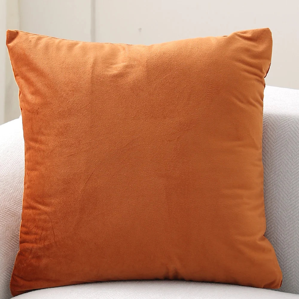 Cushion Cover Square Velvet Removable Zipper 18x18in