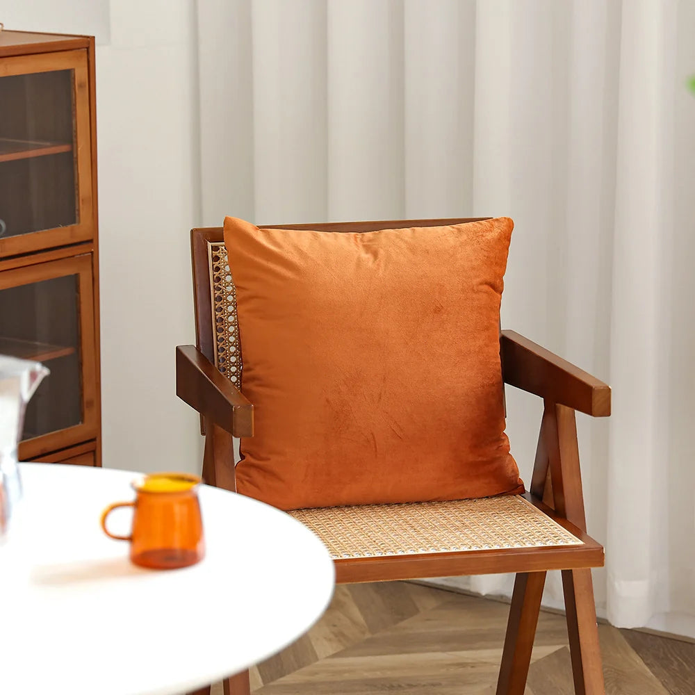 Cushion Cover Square Velvet Removable Zipper 18x18in