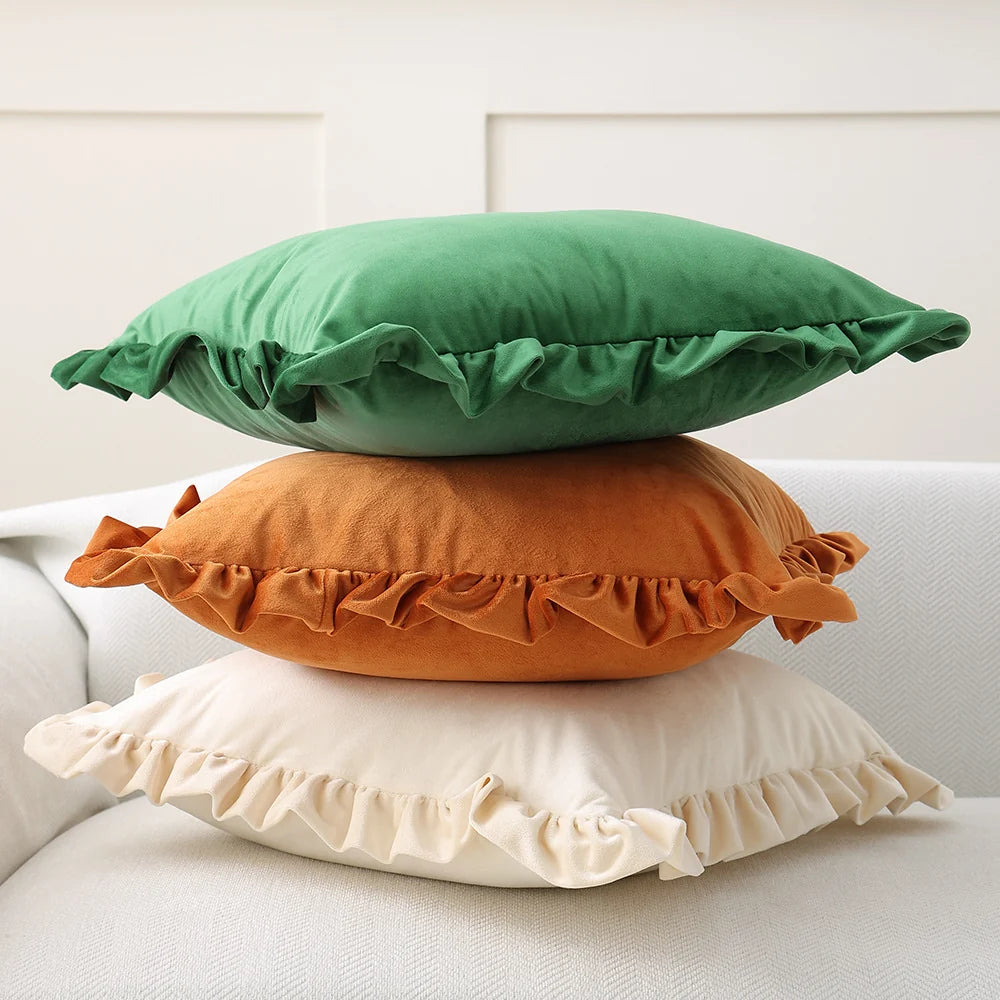 Cushion Cover Square Velvet Removable Zipper 18x18in