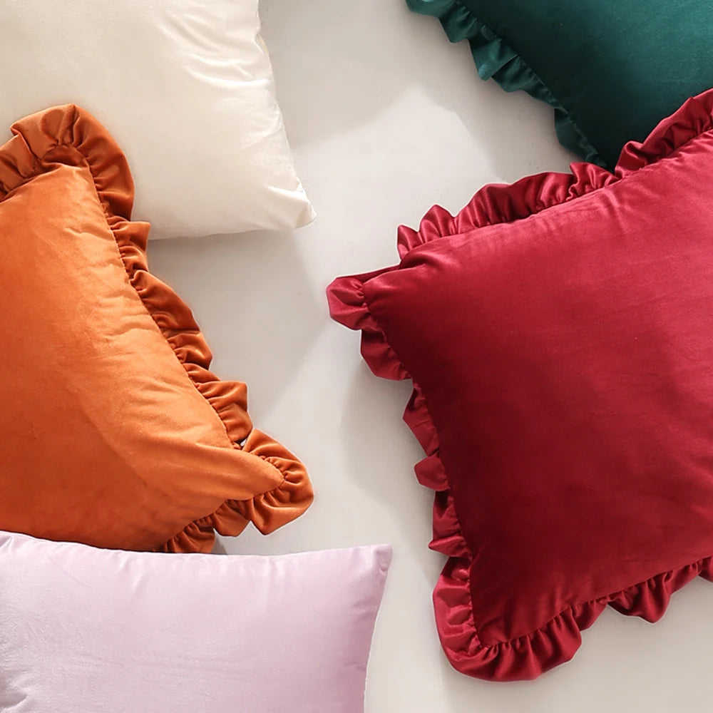 Cushion Cover Square Velvet Removable Zipper 18x18in