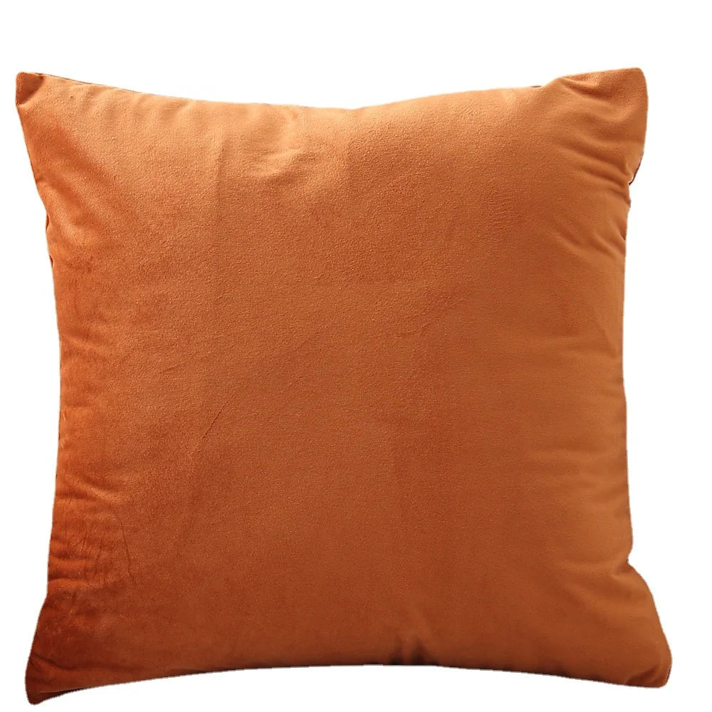 Cushion Cover Square Velvet Removable Zipper 18x18in