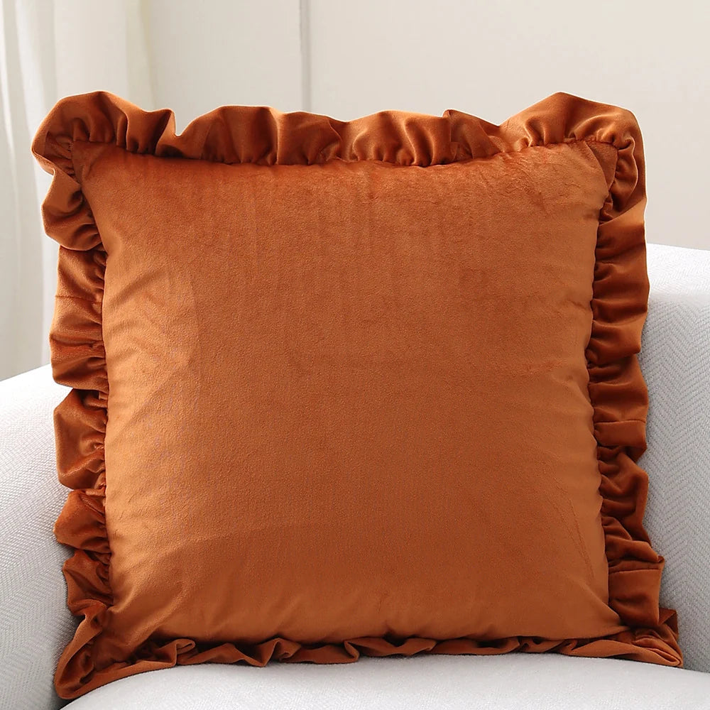Cushion Cover Square Velvet Removable Zipper 18x18in