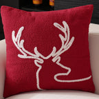 Cushion Cover Star & Pine Print Pom-Pom Trim