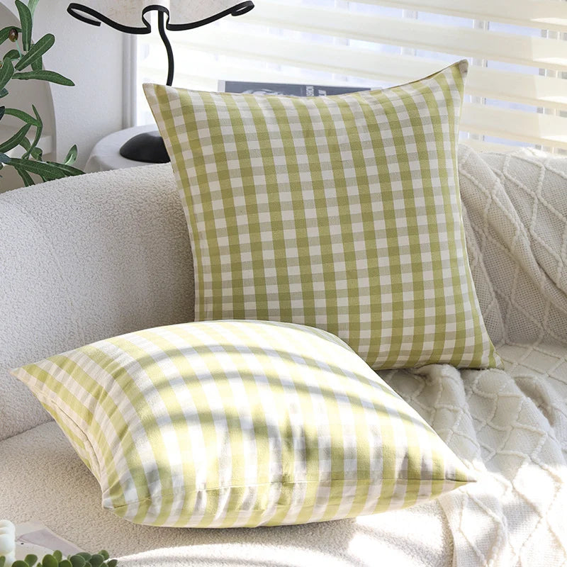 Cushion Cover Striped Cotton Blend Hidden Zipper