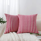 Cushion Cover Striped Cotton Blend Hidden Zipper