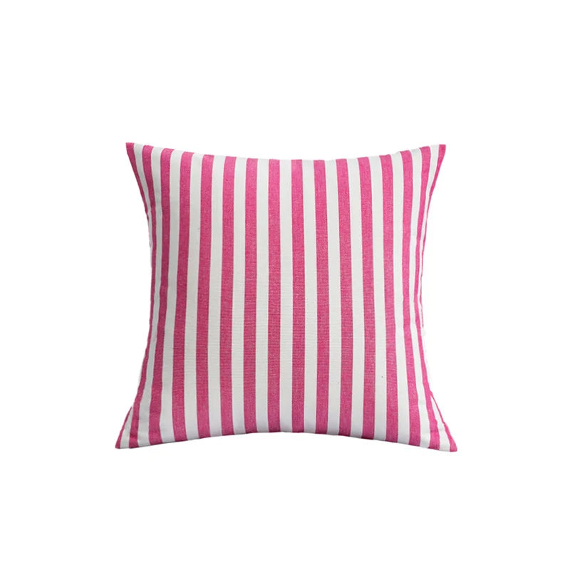 Cushion Cover Striped Cotton Blend Hidden Zipper