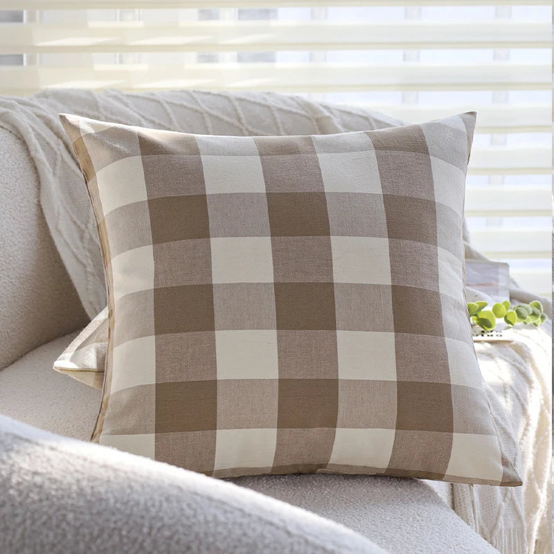 Cushion Cover Striped Cotton Blend Hidden Zipper