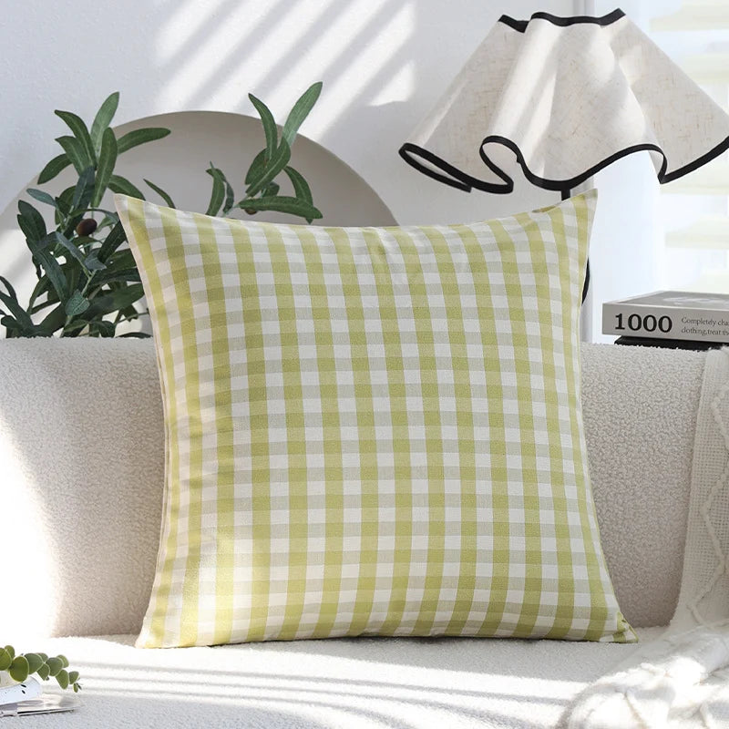 Cushion Cover Striped Cotton Blend Hidden Zipper