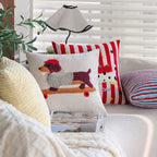 Cushion Cover Striped Tufted Bouclé Cotton Blend Concealed Zipper