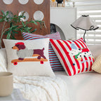 Cushion Cover Striped Tufted Bouclé Cotton Blend Concealed Zipper
