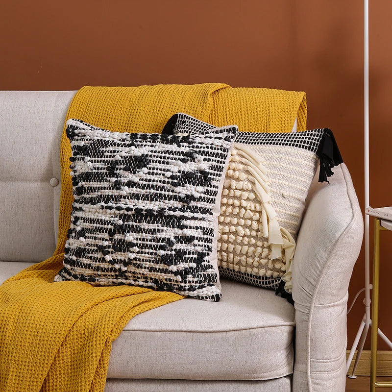 Cushion Cover Textured Bouclé Lantern Diamond 18x18 Inches