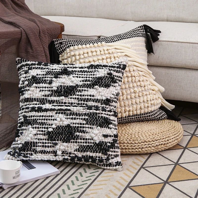 Cushion Cover Textured Bouclé Lantern Diamond 18x18 Inches