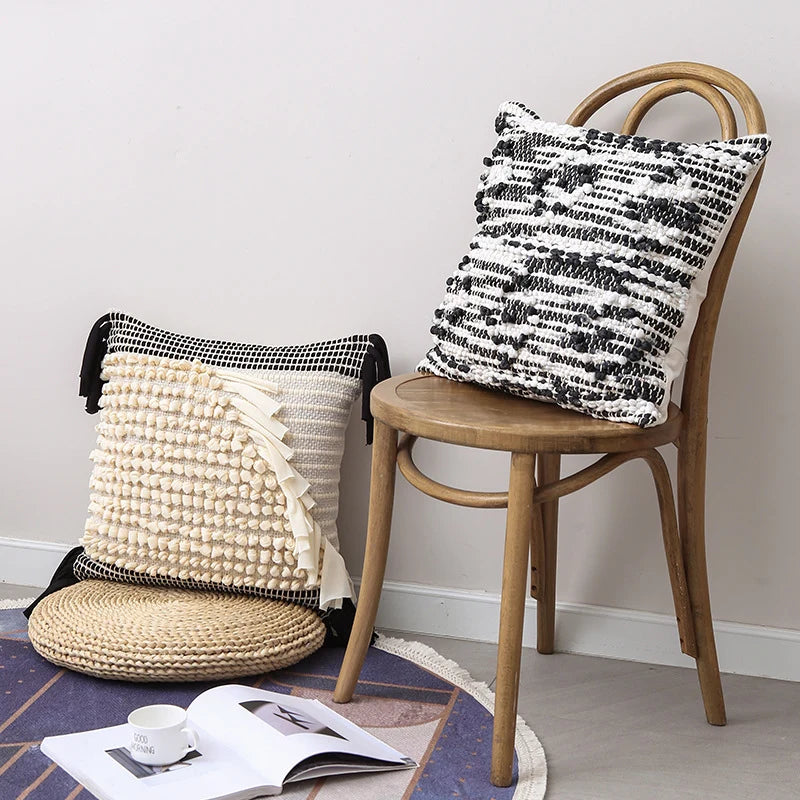 Cushion Cover Textured Bouclé Lantern Diamond 18x18 Inches