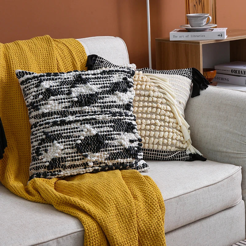 Cushion Cover Textured Bouclé Lantern Diamond 18x18 Inches