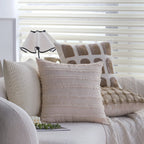 Cushion Cover Textured Knotted Grid Cotton Blend Concealed Zipper