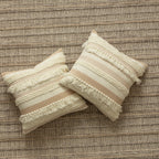 Cushion Cover Textured Stripes & Fringes Hidden Zipper