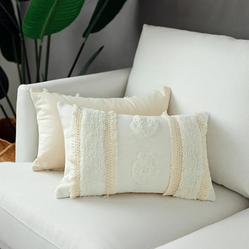 Cushion Cover Tufted Circles & Textured Weave Cotton Blend