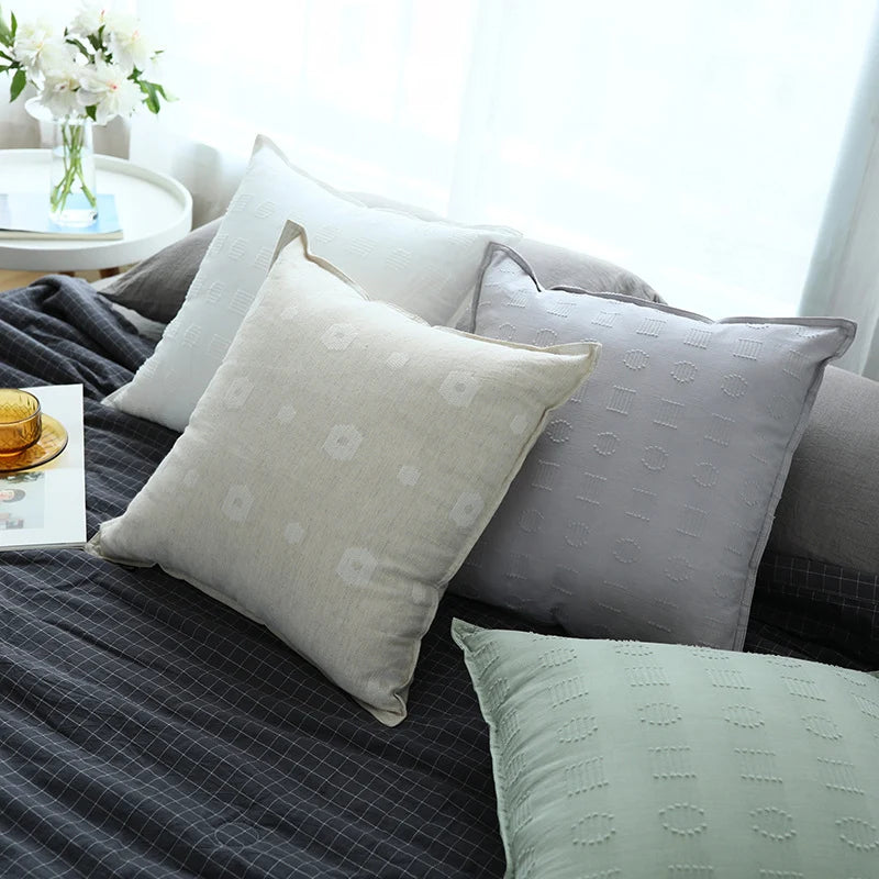 Cushion Cover Tufted Geometric Cotton-Linen Machine Washable