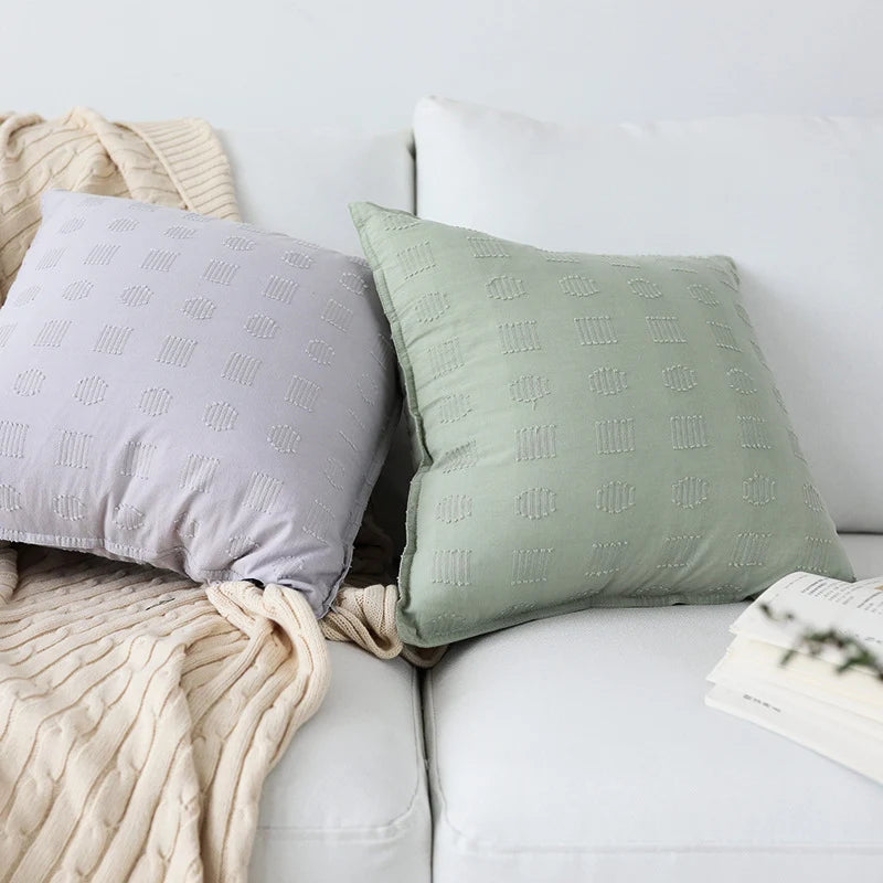 Cushion Cover Tufted Geometric Cotton-Linen Machine Washable