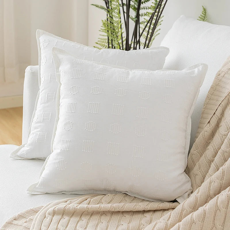 Cushion Cover Tufted Geometric Cotton-Linen Machine Washable