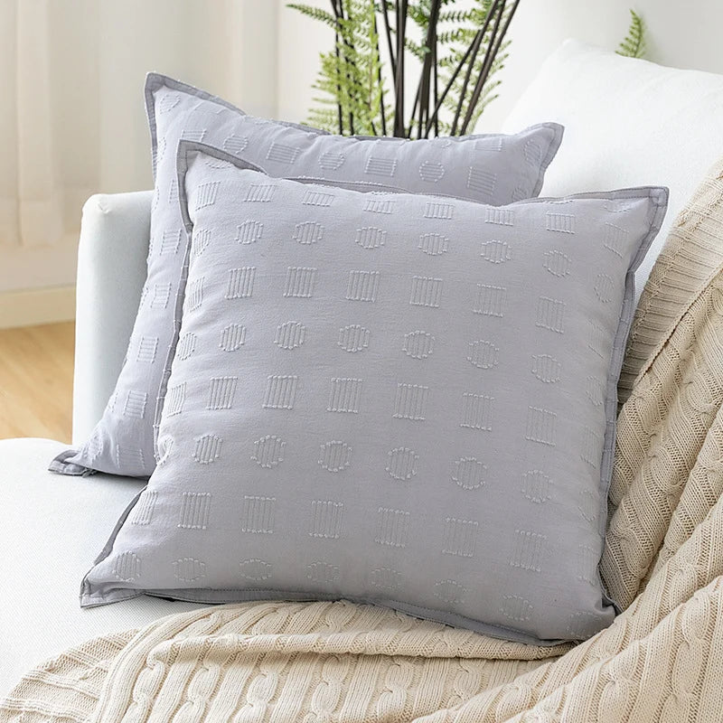 Cushion Cover Tufted Geometric Cotton-Linen Machine Washable