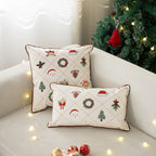 Cushion Cover Velvet Embroidered Christmas Motif Concealed Zipper