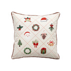 Cushion Cover Velvet Embroidered Christmas Motif Concealed Zipper