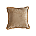 Cushion Cover Velvet Floral Embroidery & Faux Fur Trim