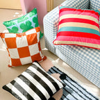 Cushion Cover Velvet Large-Scale Check Concealed Zipper 45x45 cm