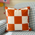 Cushion Cover Velvet Large-Scale Check Concealed Zipper 45x45 cm