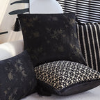 Cushion Cover Velvet Relief Stripes Fringe Tassel Hidden Zipper