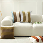 Cushion Cover Velvet Vertical Stripes Concealed Zipper
